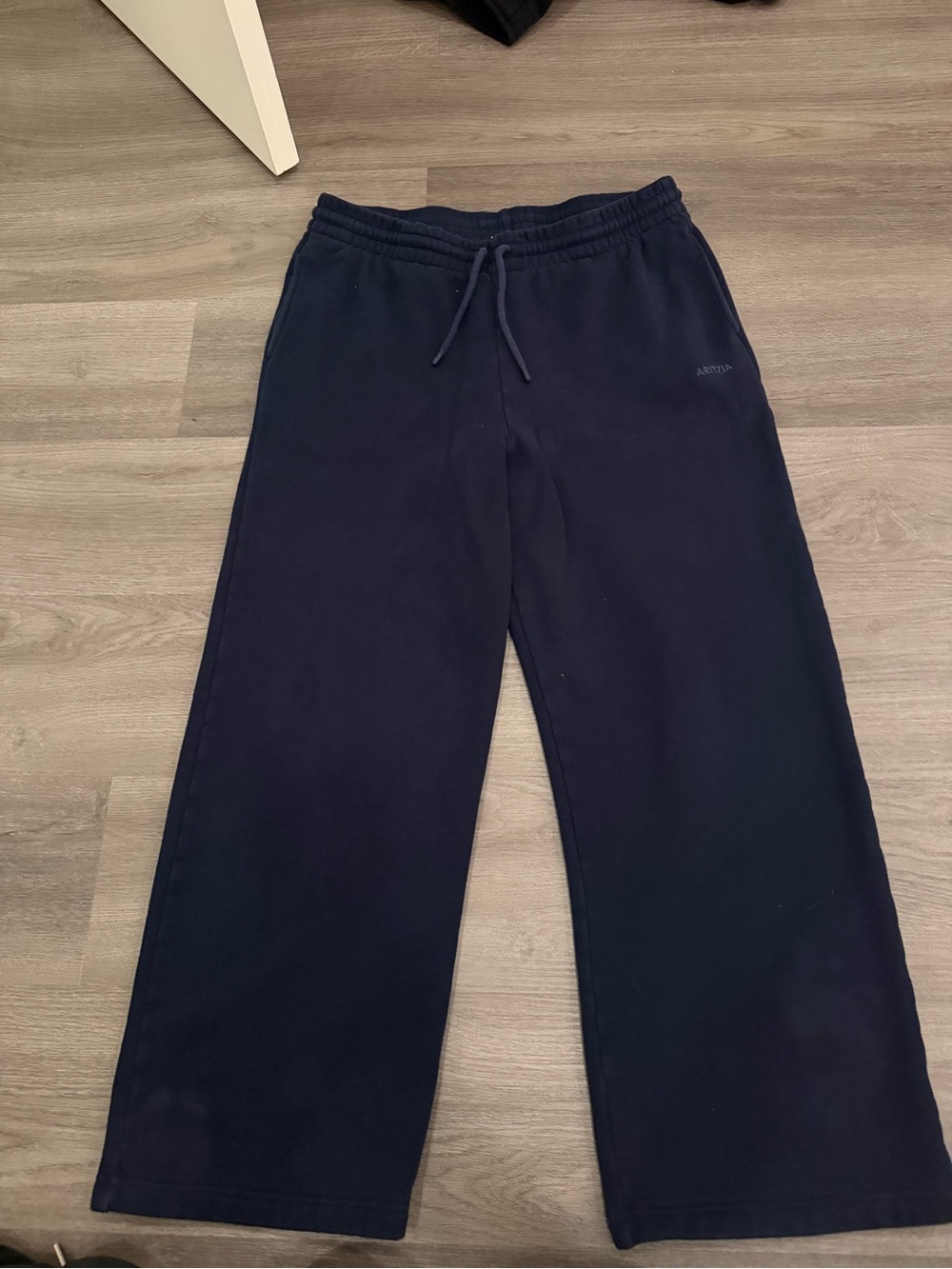Aritzia Navy Straight-Leg Lounge Pants with Drawstring